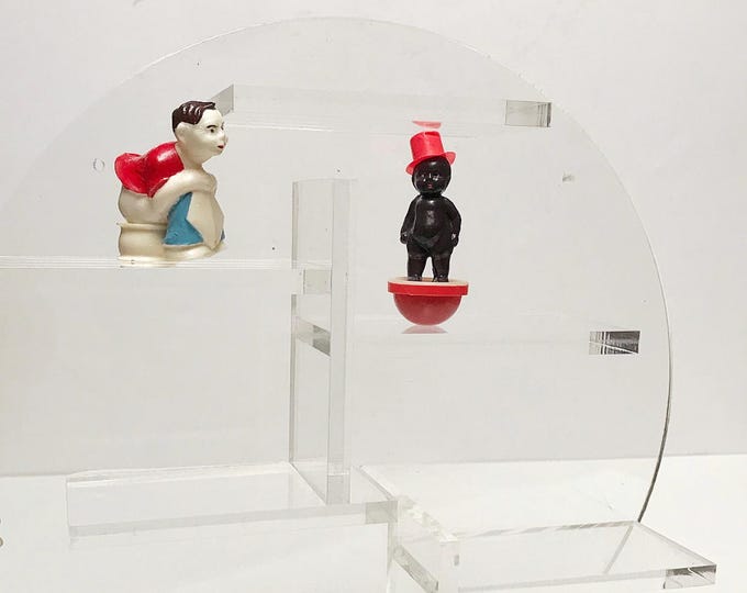 Vintage Plexiglas wall shelf / for miniatures, wall decoration, transparent acrylic shelf, round