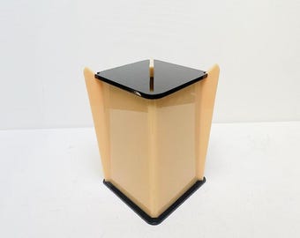 Antique Art Deco lidded jar, black eggshell colored plastic storage jar, vintage