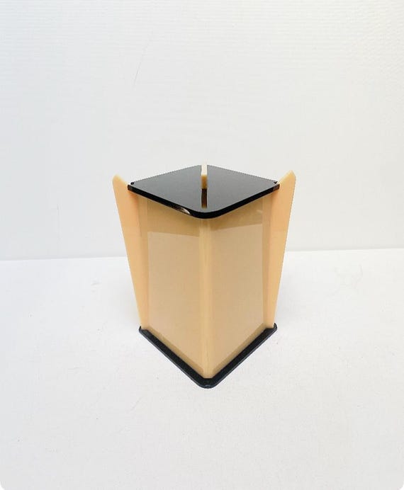 Antique Art Deco lidded jar, black eggshell colored plastic storage jar, vintage
