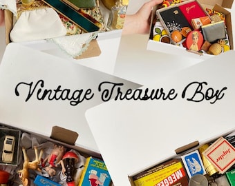 Vintage Treasure Box, Surprise Box, Retro and Antique "Knick-knacks", Wonder Box, Gift Box with themed small items