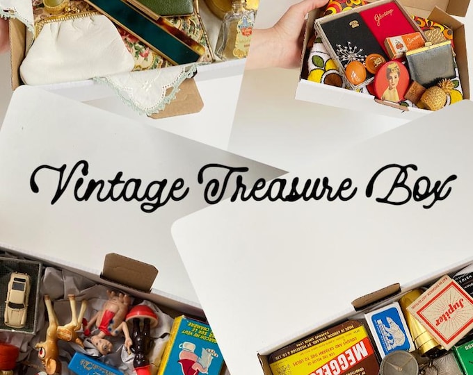 Vintage Treasure Box, Surprise Box, Retro and Antique "Knick-knacks", Wonder Box, Gift Box with themed small items