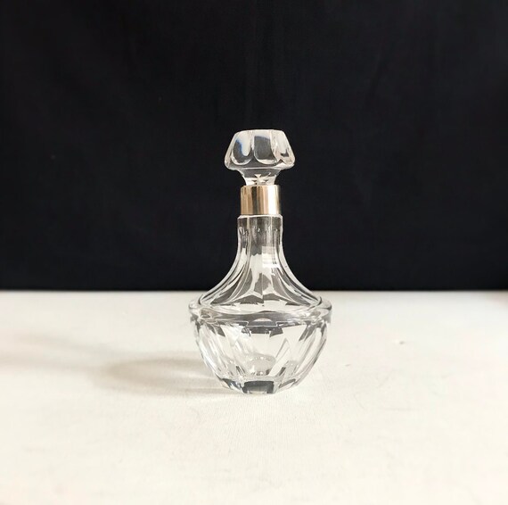 Elegant glass bottle, Otto Wolter, Schwäbisch Gmünd 925 sterling silver outfit, chalice / cup