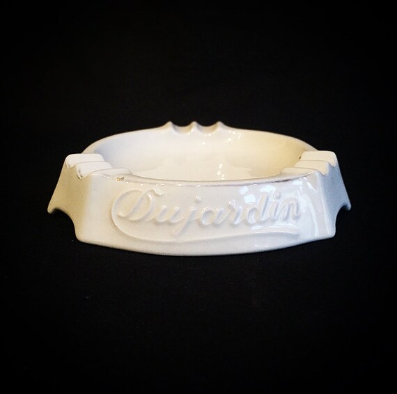 Vintage DUJARDIN porcelain ashtray / white / cognac / schnapps / advertising / Kerafina porcelain