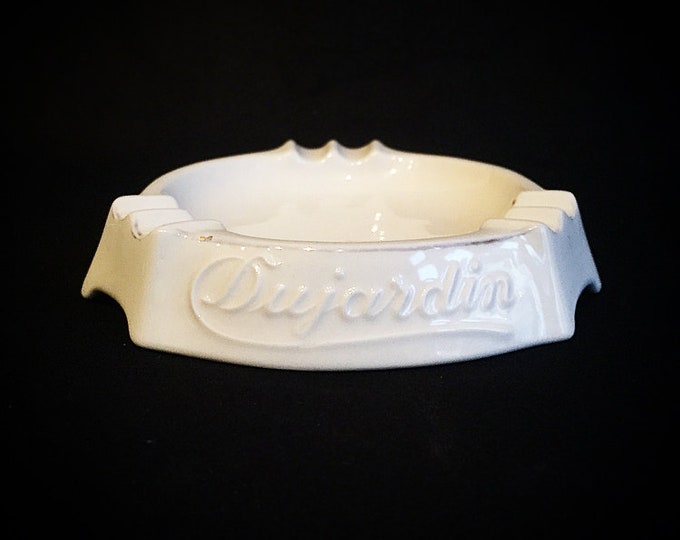 Vintage DUJARDIN porcelain ashtray / white / cognac / schnapps / advertising / Kerafina porcelain