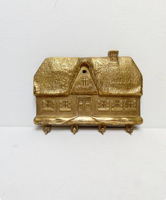 Vintage solid key rack, farmer's house / brass / coat rack / coat hook / coat hook, hook rail / cult, 70s