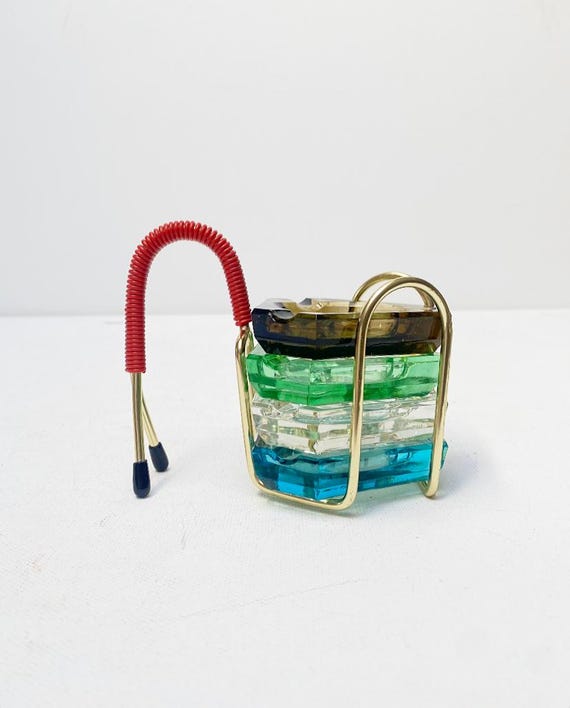 Vintage stacking ashtray / Mid Century glass ashtray