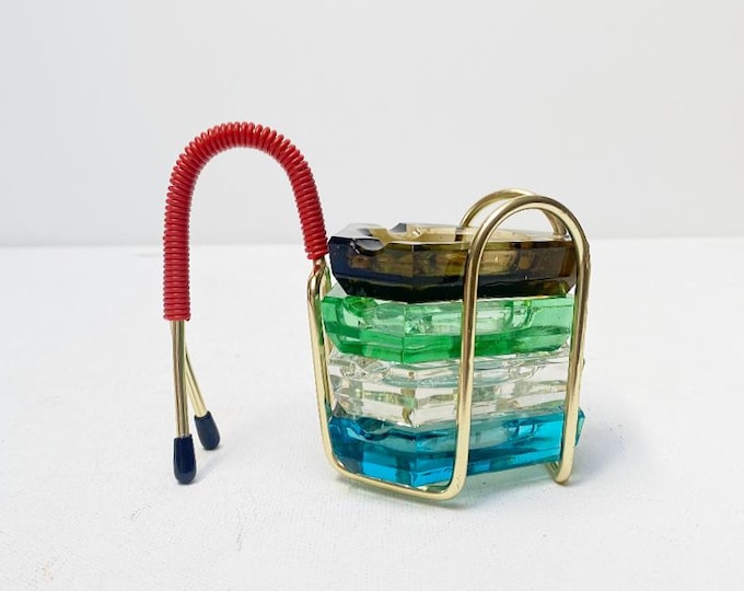 Vintage stacking ashtray / Mid Century glass ashtray