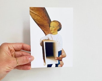 Postcard "empty promises", artist postcard, collage, postcard with message