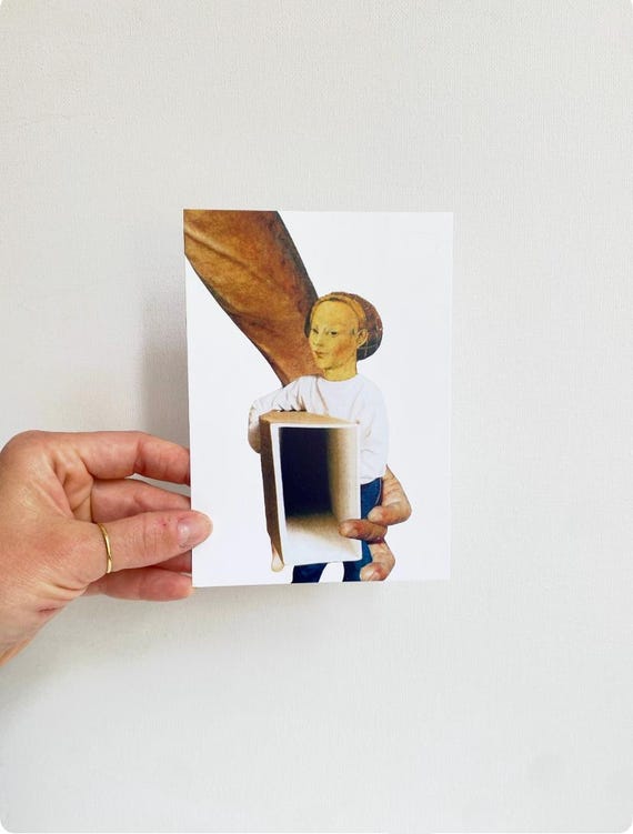 Postcard "empty promises", artist postcard, collage, postcard with message