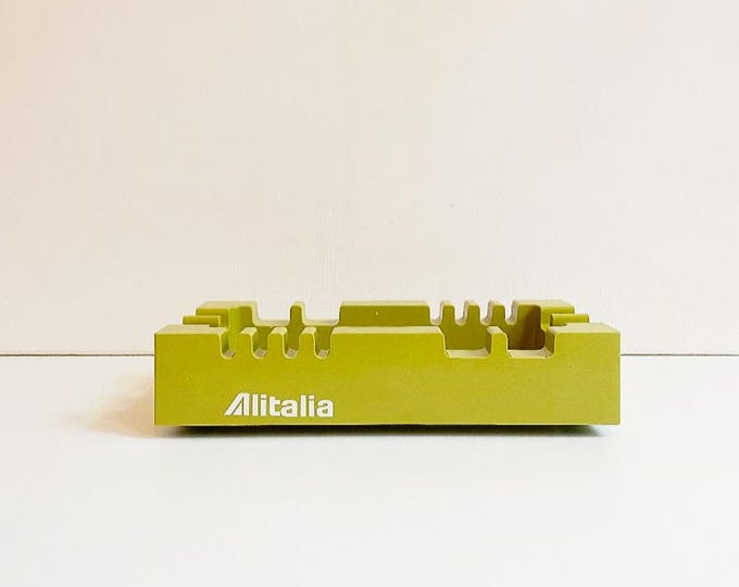 Vintage "Alitalia" Kunststoff Aschenbecher, grün, Kult , Airliner Retro Interior