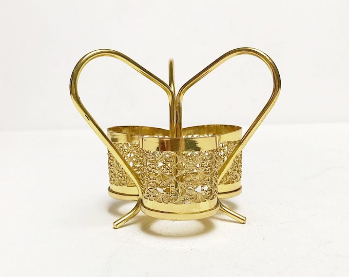 Vintage metal lipstick holder, brass / lipstick dispenser / gold colored