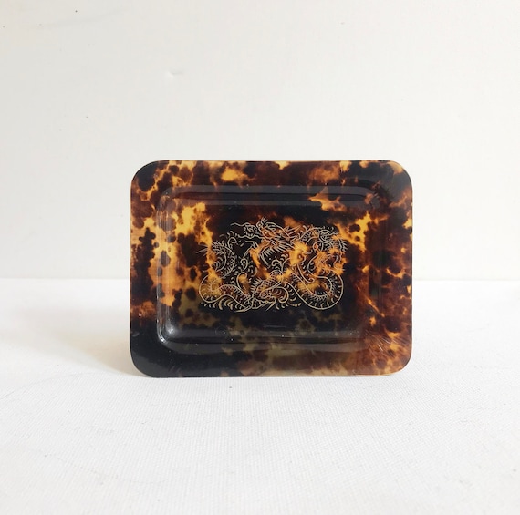 Antique Asia tray with dragon motif / China, 1860, small tray, Asian art