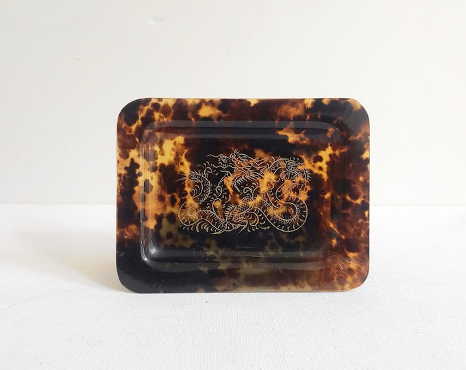 Antique Asia tray with dragon motif / China, 1860, small tray, Asian art