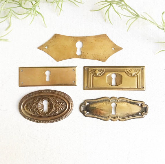 Vintage silver keyhole cover / rosette / door or drawer / metal cover / keyhole plate / bezel / restoration