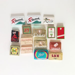 Vintage set of mini soap / retro soap in small format / travel soap / Roger & Gallet / Maja / Speick soap bars