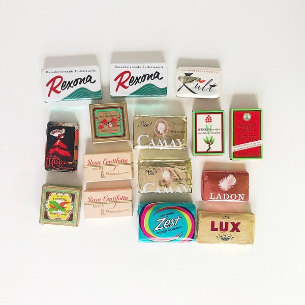 Vintage Set Mini Seife / Retro Seife im Kleinformat / Reiseseife / Roger & Gallet / Maja / Speick Seifenstücke