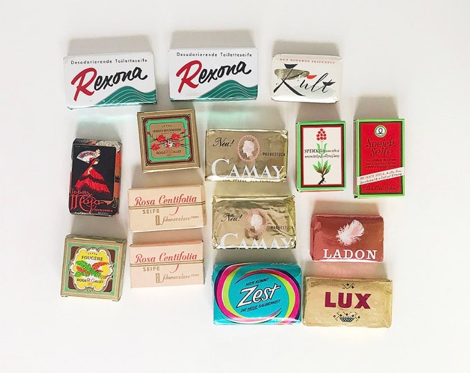 Vintage set of mini soap / retro soap in small format / travel soap / Roger & Gallet / Maja / Speick soap bars