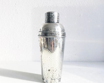 Vintage cocktail shaker, hammered look, silver plated / bar set / Martini glass shaker