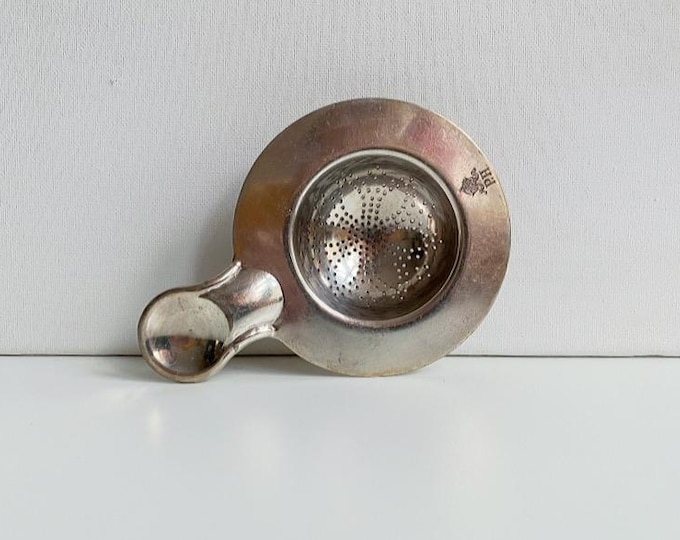 Antique Art Deco Bohrmann tea strainer, silver-plated / with crown monogram P.H. / Vintage tea accessory