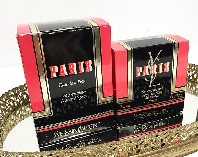 Vintage Original YSL Yves Saint Laurent "Paris" Fragrance, Eau de Toilette and Perfume Soap