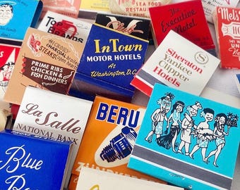 Vintage Streichholzbriefchen - Zufallsauswahl (5-20 Stück),Originale Retro Matchbooks,Streichholzschachteln,Versand innerhalb Deutschland