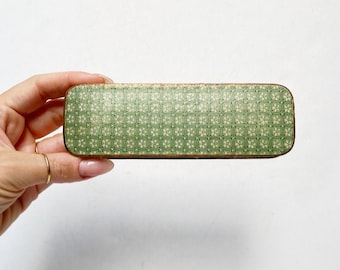 Antique Art Nouveau jewelry box, floral, green / Large jewelry case / cardboard box