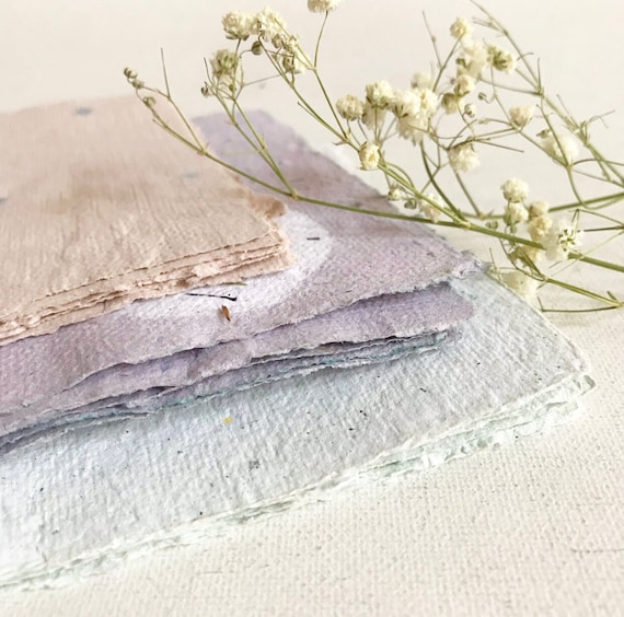handmade paper /tags/ paper with leaves / light green / pink / confetti / paper recycling /handmade /scrapbooking and sketching