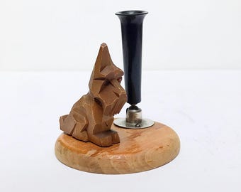 Vintage Mid Century pencil holder, pencil quiver /Scotch Terrier, dog made of wood and Bakelite
