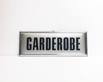 Original Retro Aluminium Wardrobe Sign / Vintage Door Hanging Signs Shop