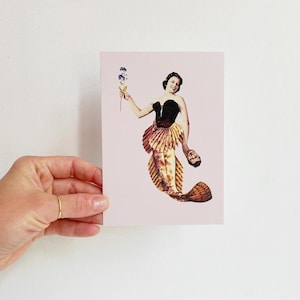 Cartão postal "Mehrfrau", cartão postal de artista, colagem, cartão postal com mensagem