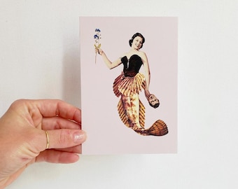 Postcard "Mehrfrau", artist postcard, collage, postcard with message