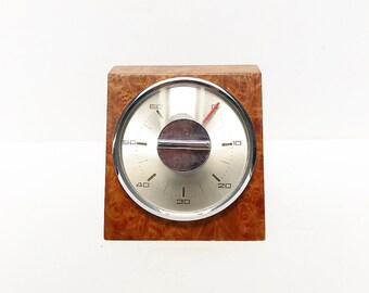 Vintage Wurzelholz Optik Küche Uhr, Eier Uhr / Kurzzeit Wecker, / Art Deco - Mid Century