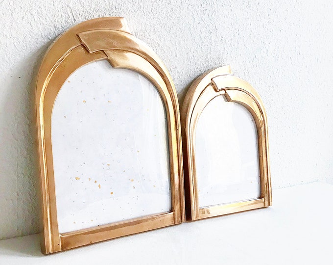 Vintage Hollywood Regency Brass Picture Frame, Signed, Photo Frame, Gold Tone, Set