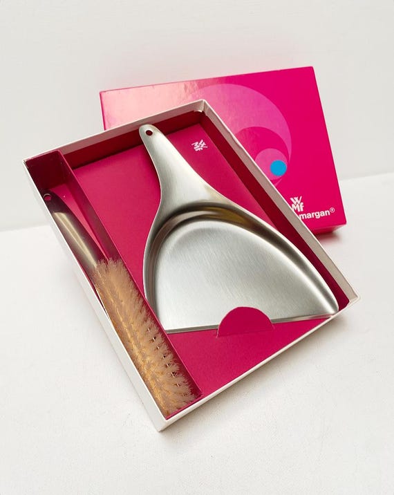 Vintage WMF Cromargan table set 7735, original packaging, dustpan / table broom / silver / retro / table broom, stainless steel