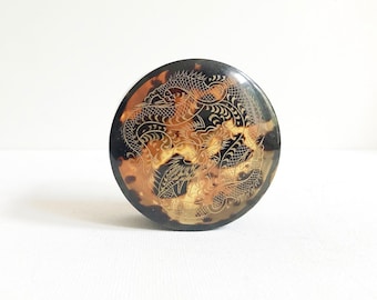 Antique Asia lidded box with dragon motif / China, 1860, round box, Asian art