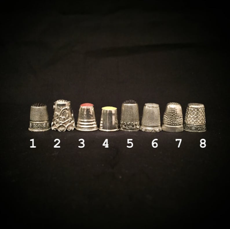 Antique Art Deco Art Nouveau 800,925,935 silver thimble thimbles with glass trim relief pattern thimble collectors