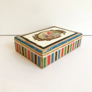 Antieke kartonnen doos/sieradendoos met motief, vintage papieren doos, kartonnen opbergdoos