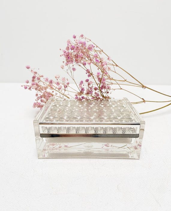 Vintage WMF cigarette storage, 70s, acrylic glass, silver-plated