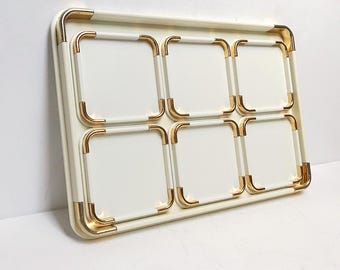 Vintage The Turnwald Collection, International / Tray with coasters made of plastic / white-gold, Hans Turnwald Design