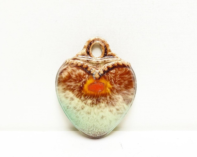 Vintage ceramic vase / colorful wall vase, turquoise-brown