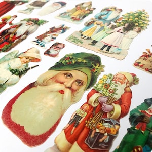 Gaufrettes de scrapbooking anciennes, Père Noël « Noël », format XXL / Scrapbooking / Set 5