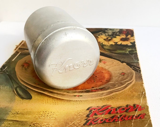 Antique Art Deco Knorr Aluminum Spice Jar / Knorr Cookbook