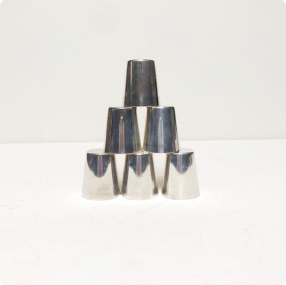 Antique Art Deco WMF pinnchen, shot cup made of metal, silver plated / vintage set / bar stuff
