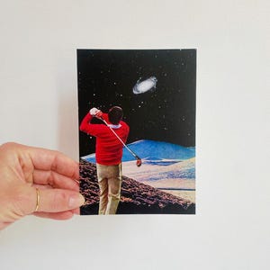 Postkarte "Zielsicher" , Künstler Postkarte, Collage , Postkarte mit Message