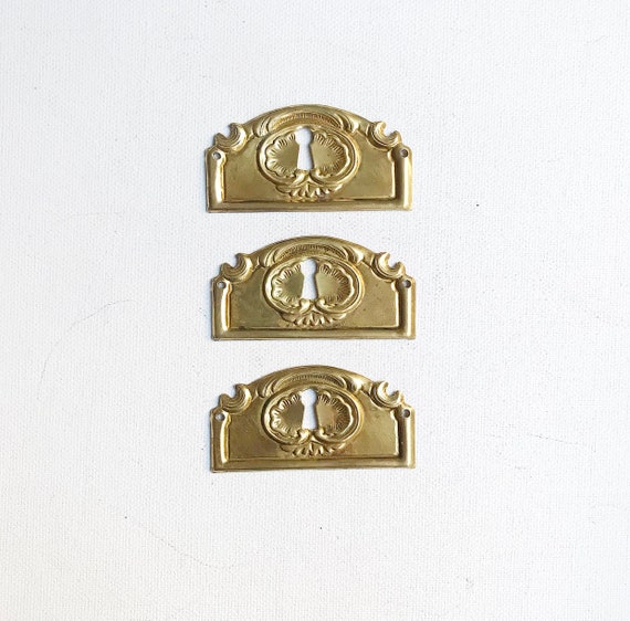 Antique Art Nouveau keyhole cover / rosette / door or drawer / metal cover / keyhole plate / panel / restoration