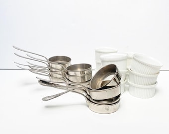 Antique soufflé molds with holder, Rosenthal porcelain, cocotte molds, ramekins