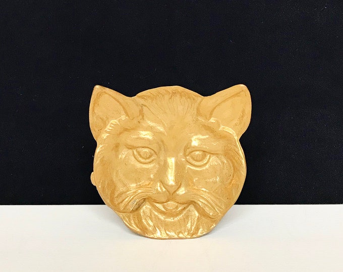 Vintage brass bowl / cat / bowl / soap dish / jewelry dish / ring dish / gold / cat head