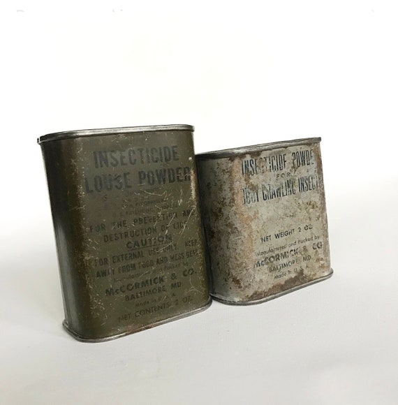 Vintage Art Deco Tin Can "Insecticide Powder" McCormick & Company, inc. Baltimore / Body Insect Powder/ Militaria/ made in U.S.A