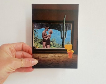 Postcard "Griff ins Klo", (bad choice) artist postcard, collage, postcard with message