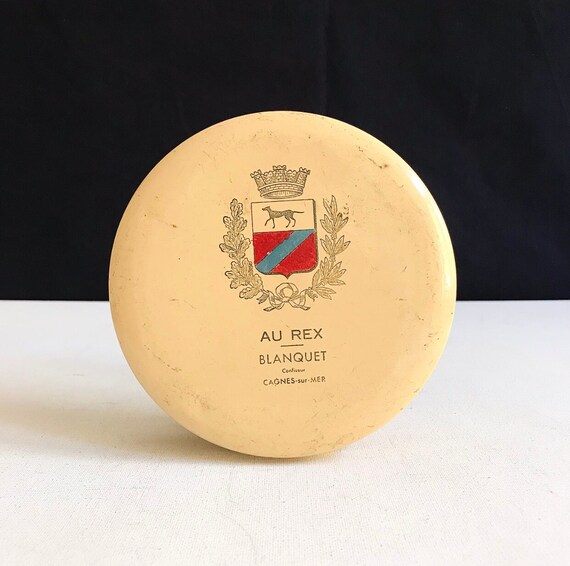 Vintage chocolates tin "Au Rex" Blanquet, Confiseur , Cagnes-sur-Mer, France / chocolates tin / decoration